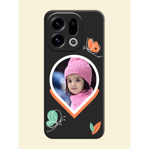Upload Pic With Simple Butterly Design On Space Black Custom Soft Matte Mobile Back Cover - Oppo Find X9 5G Upload Pic With Simple Butterly Design On Space Black Custom Soft Matte Mobile Back Cover - Oppo Find X9 5G