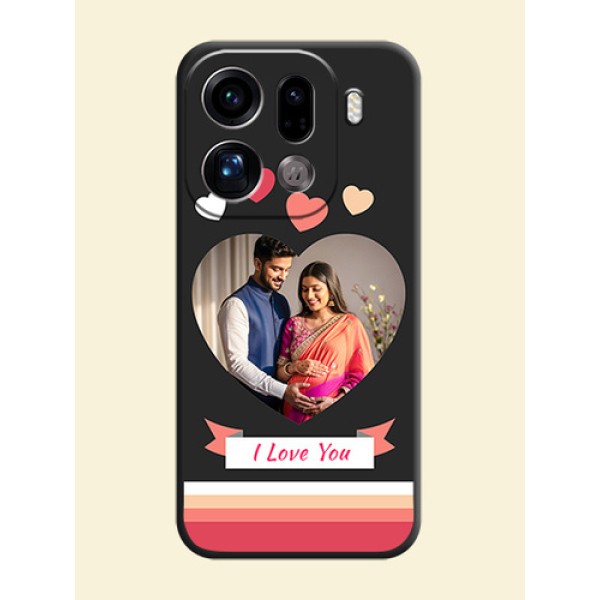 Love Shaped Photo with Colorful Stripes On Space Black Custom Soft Matte Mobile Back Cover - Oppo Find X9 Pro 5G Love Shaped Photo with Colorful Stripes On Space Black Custom Soft Matte Mobile Back Cover - Oppo Find X9 Pro 5G