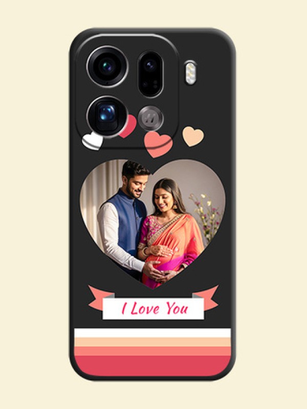 Love Shaped Photo with Colorful Stripes On Space Black Custom Soft Matte Mobile Back Cover - Oppo Find X9 Pro 5G