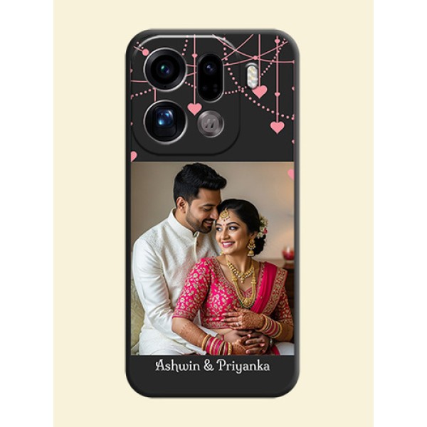 Pink Love Hangings with Text On Space Black Custom Soft Matte Mobile Back Cover - Oppo Find X9 Pro 5G Pink Love Hangings with Text On Space Black Custom Soft Matte Mobile Back Cover - Oppo Find X9 Pro 5G