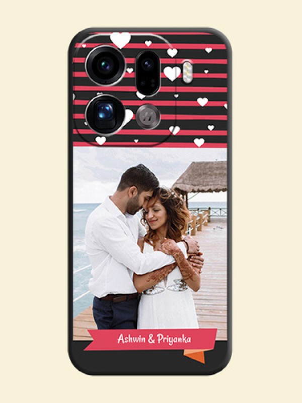 White Color Love Symbols with Pink Lines Pattern On Space Black Custom Soft Matte Mobile Back Cover - Oppo Find X9 Pro 5G