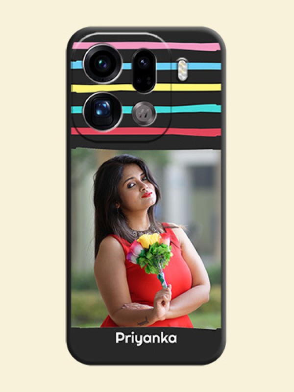 Multicolor Lines with Image On Space Black Custom Soft Matte Mobile Back Cover - Oppo Find X9 Pro 5G