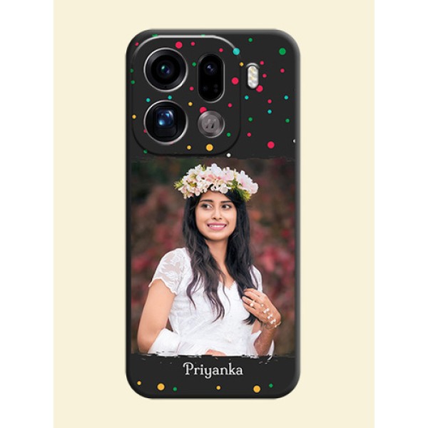 Multicolor Dotted Pattern with Text On Space Black Custom Soft Matte Mobile Back Cover - Oppo Find X9 Pro 5G