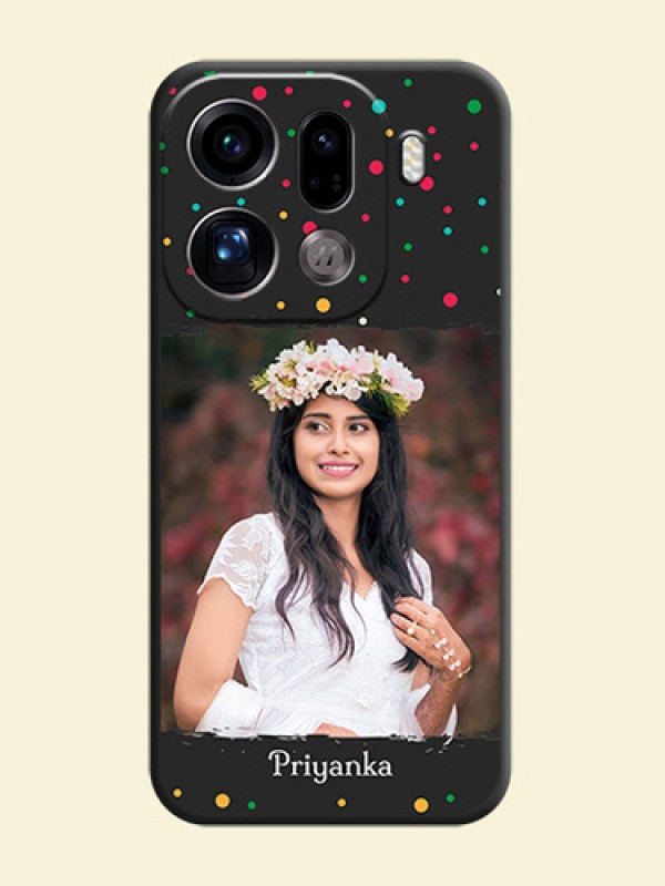 Multicolor Dotted Pattern with Text On Space Black Custom Soft Matte Mobile Back Cover - Oppo Find X9 Pro 5G