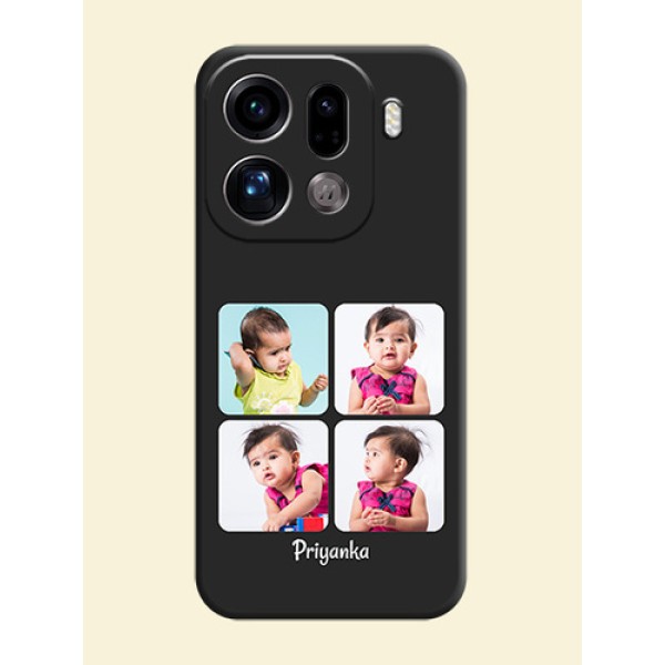 Floral Art with 6 Image Holder on Photo On Space Black Custom Soft Matte Mobile Back Cover - Oppo Find X9 Pro 5G Floral Art with 6 Image Holder on Photo On Space Black Custom Soft Matte Mobile Back Cover - Oppo Find X9 Pro 5G
