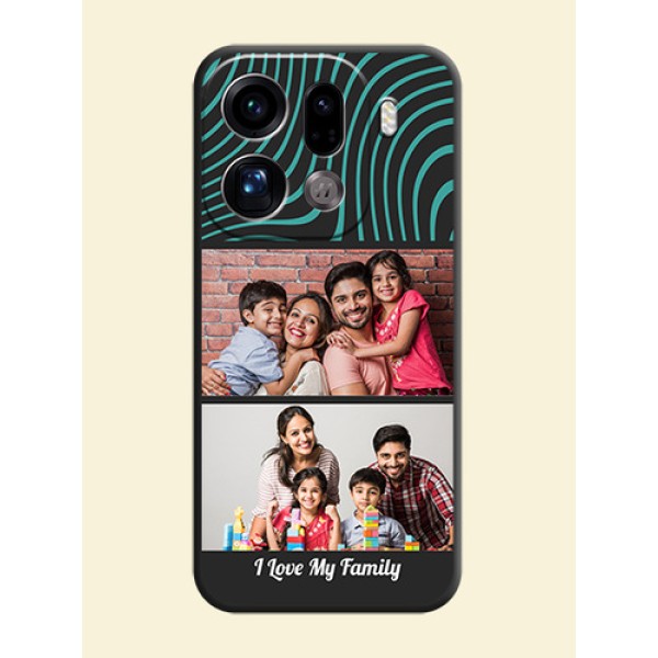 Wave Pattern with 2 Image Holder On Space Black Custom Soft Matte Mobile Back Cover - Oppo Find X9 Pro 5G Wave Pattern with 2 Image Holder On Space Black Custom Soft Matte Mobile Back Cover - Oppo Find X9 Pro 5G