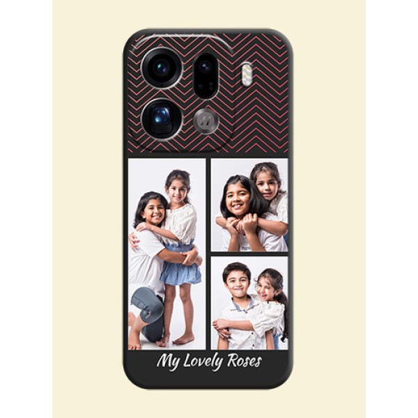 Wave Pattern with 3 Image Holder On Space Black Custom Soft Matte Mobile Back Cover - Oppo Find X9 Pro 5G Wave Pattern with 3 Image Holder On Space Black Custom Soft Matte Mobile Back Cover - Oppo Find X9 Pro 5G