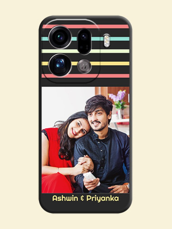 Color Stripes with Photo and Text on Photo On Space Black Custom Soft Matte Mobile Back Cover - Oppo Find X9 Pro 5G