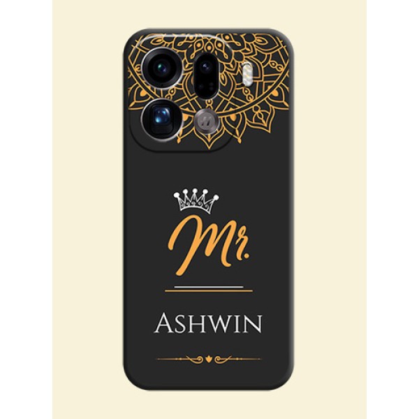 Mr Name with Floral Design On Space Black Custom Soft Matte Mobile Back Cover - Oppo Find X9 Pro 5G Mr Name with Floral Design On Space Black Custom Soft Matte Mobile Back Cover - Oppo Find X9 Pro 5G
