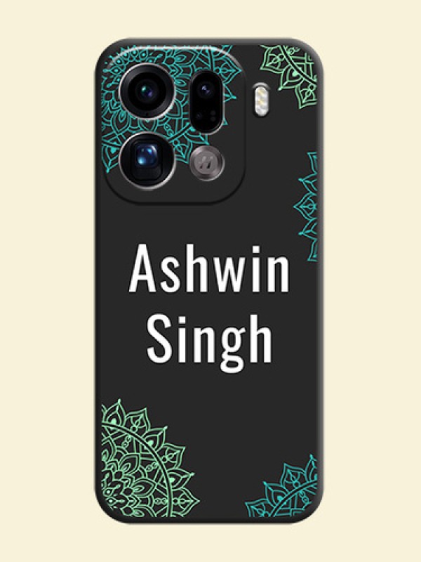 Your Name with Floral Design On Space Black Custom Soft Matte Mobile Back Cover - Oppo Find X9 Pro 5G