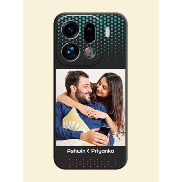 Faded Dots with Grunge Photo Frame and Text On Space Black Custom Soft Matte Mobile Back Cover - Oppo Find X9 Pro 5G Faded Dots with Grunge Photo Frame and Text On Space Black Custom Soft Matte Mobile Back Cover - Oppo Find X9 Pro 5G