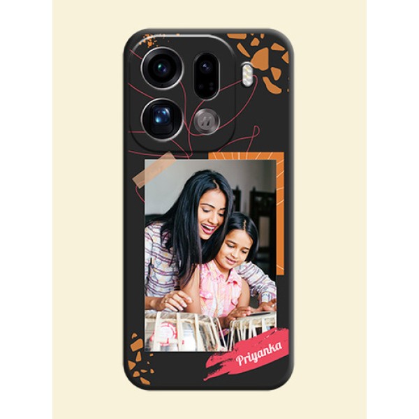 Orange Photo Frame On Space Black Custom Soft Matte Mobile Back Cover - Oppo Find X9 Pro 5G Orange Photo Frame On Space Black Custom Soft Matte Mobile Back Cover - Oppo Find X9 Pro 5G