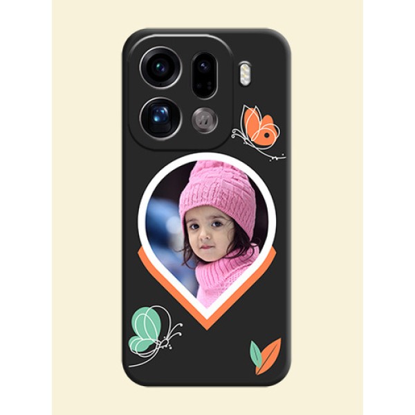 Upload Pic With Simple Butterly Design On Space Black Custom Soft Matte Mobile Back Cover - Oppo Find X9 Pro 5G Upload Pic With Simple Butterly Design On Space Black Custom Soft Matte Mobile Back Cover - Oppo Find X9 Pro 5G