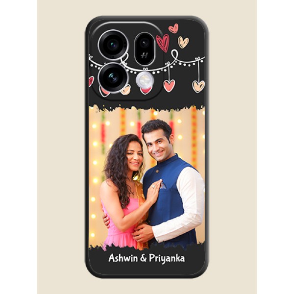 Pink Love Hangings with Name On Space Black Custom Soft Matte Mobile Back Cover - Oppo Find X9s 5G Pink Love Hangings with Name On Space Black Custom Soft Matte Mobile Back Cover - Oppo Find X9s 5G