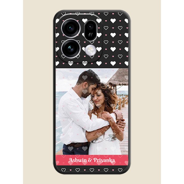 White Color Love Symbols with Text Design on Photo On Space Black Custom Soft Matte Mobile Back Cover - Oppo Find X9s 5G