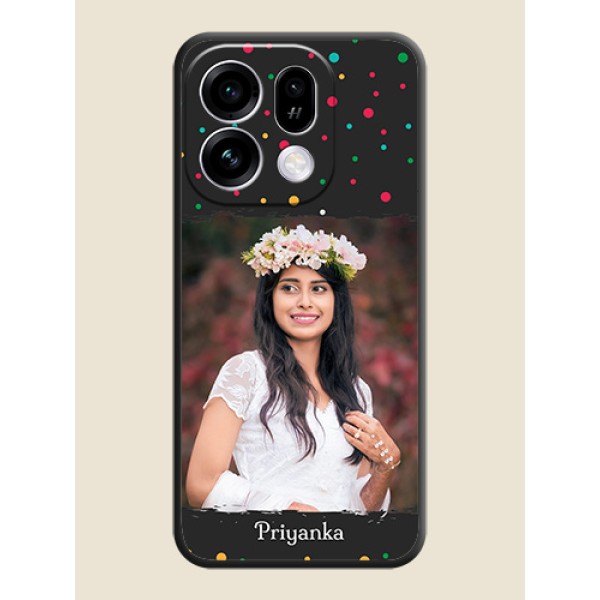 Multicolor Dotted Pattern with Text On Space Black Custom Soft Matte Mobile Back Cover - Oppo Find X9s 5G