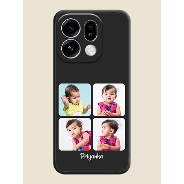 Floral Art with 6 Image Holder on Photo On Space Black Custom Soft Matte Mobile Back Cover - Oppo Find X9s 5G Floral Art with 6 Image Holder on Photo On Space Black Custom Soft Matte Mobile Back Cover - Oppo Find X9s 5G