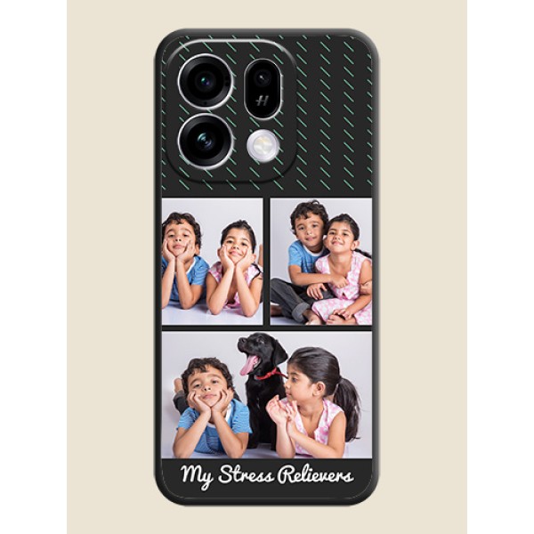 Cross Dotted Pattern with 2 Image Holder On Space Black Custom Soft Matte Mobile Back Cover - Oppo Find X9s 5G Cross Dotted Pattern with 2 Image Holder On Space Black Custom Soft Matte Mobile Back Cover - Oppo Find X9s 5G