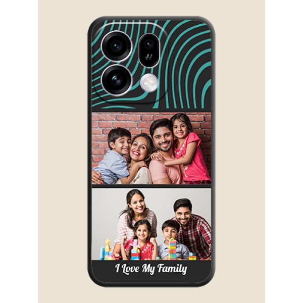 Wave Pattern with 2 Image Holder On Space Black Custom Soft Matte Mobile Back Cover - Oppo Find X9s 5G Wave Pattern with 2 Image Holder On Space Black Custom Soft Matte Mobile Back Cover - Oppo Find X9s 5G