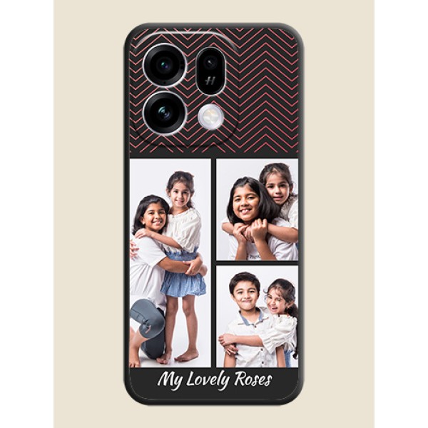 Wave Pattern with 3 Image Holder On Space Black Custom Soft Matte Mobile Back Cover - Oppo Find X9s 5G Wave Pattern with 3 Image Holder On Space Black Custom Soft Matte Mobile Back Cover - Oppo Find X9s 5G