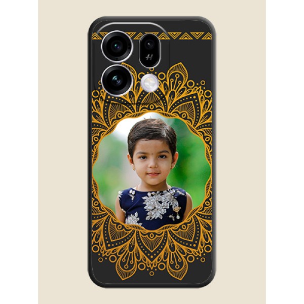 Round Image with Floral Design On Space Black Custom Soft Matte Mobile Back Cover - Oppo Find X9s 5G Round Image with Floral Design On Space Black Custom Soft Matte Mobile Back Cover - Oppo Find X9s 5G