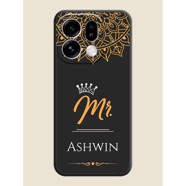 Mr Name with Floral Design On Space Black Custom Soft Matte Mobile Back Cover - Oppo Find X9s 5G Mr Name with Floral Design On Space Black Custom Soft Matte Mobile Back Cover - Oppo Find X9s 5G