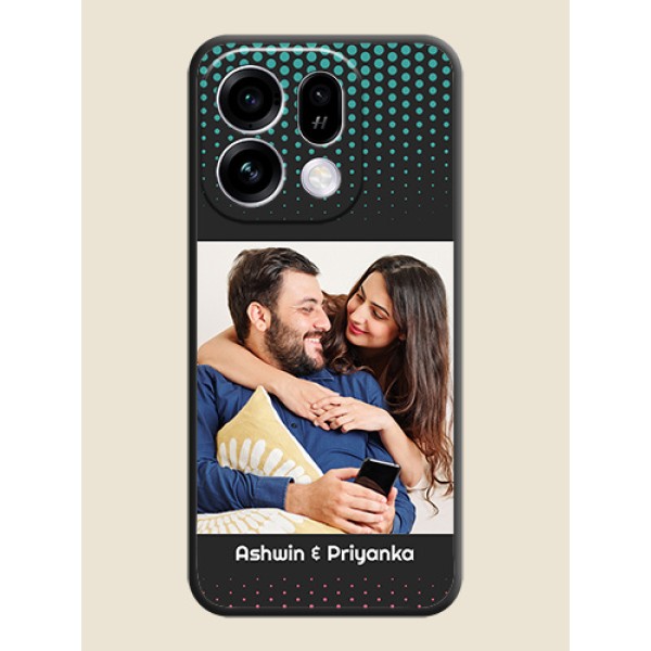 Faded Dots with Grunge Photo Frame and Text On Space Black Custom Soft Matte Mobile Back Cover - Oppo Find X9s 5G Faded Dots with Grunge Photo Frame and Text On Space Black Custom Soft Matte Mobile Back Cover - Oppo Find X9s 5G