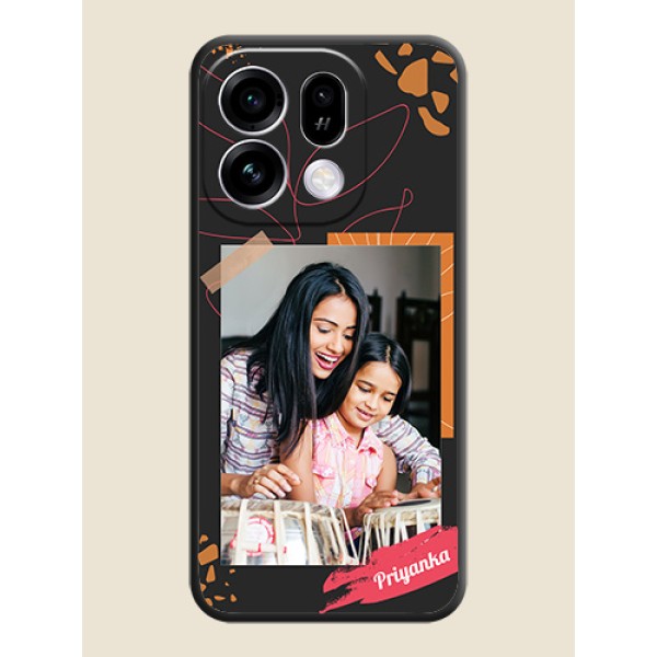 Orange Photo Frame On Space Black Custom Soft Matte Mobile Back Cover - Oppo Find X9s 5G Orange Photo Frame On Space Black Custom Soft Matte Mobile Back Cover - Oppo Find X9s 5G