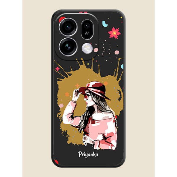 Mordern Lady With Color Splash Background With Custom Text On Space Black Custom Soft Matte Mobile Back Cover - Oppo Find X9s 5G