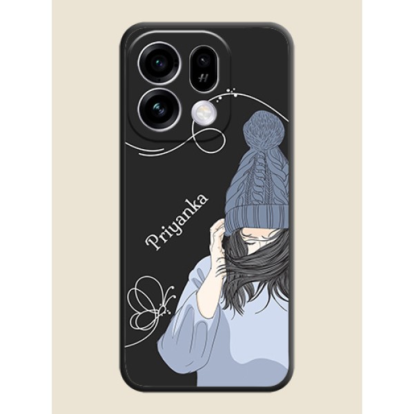 Girl With Blue Winter Outfiit Custom Text Design On Space Black Custom Soft Matte Mobile Back Cover - Oppo Find X9s 5G Girl With Blue Winter Outfiit Custom Text Design On Space Black Custom Soft Matte Mobile Back Cover - Oppo Find X9s 5G