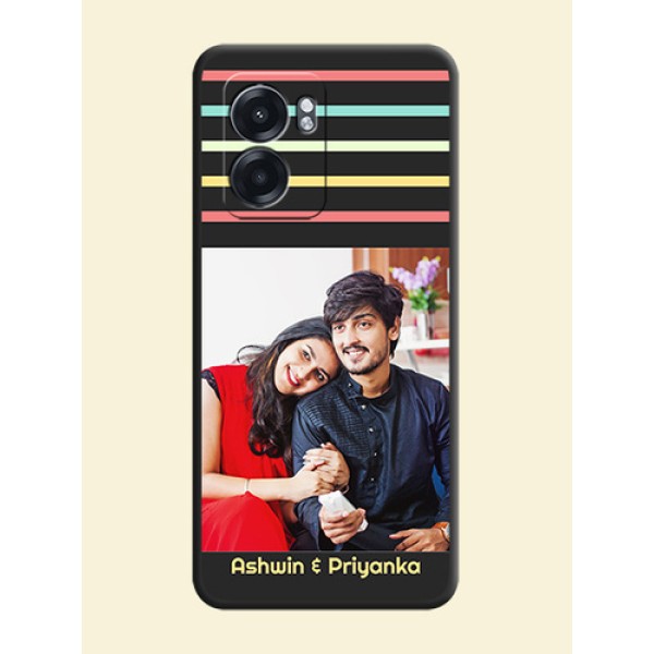 Color Stripes with Photo and Text on Photo on Space Black Soft Matte Mobile Case - Oppo K10 5G Color Stripes with Photo and Text on Photo on Space Black Soft Matte Mobile Case - Oppo K10 5G