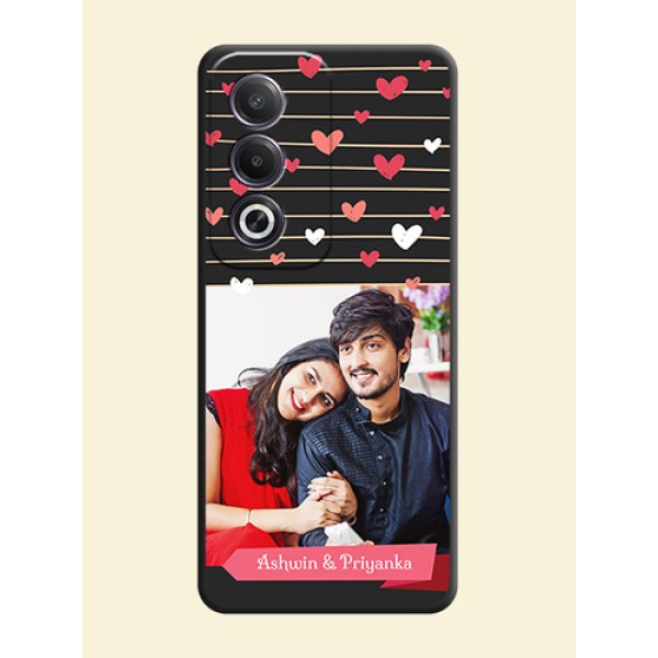 Love Pattern with Name on Pink Ribbon on Photo On Space Black Custom Soft Matte Mobile Back Cover - Oppo K12x 5G Love Pattern with Name on Pink Ribbon on Photo On Space Black Custom Soft Matte Mobile Back Cover - Oppo K12x 5G