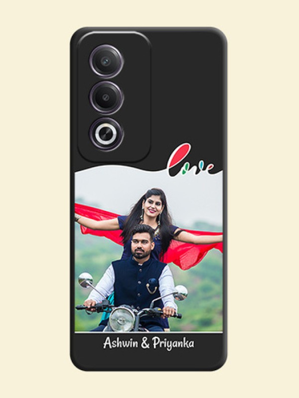 Fall in Love Pattern with Picture on Photo On Space Black Custom Soft Matte Mobile Back Cover - Oppo K12x 5G