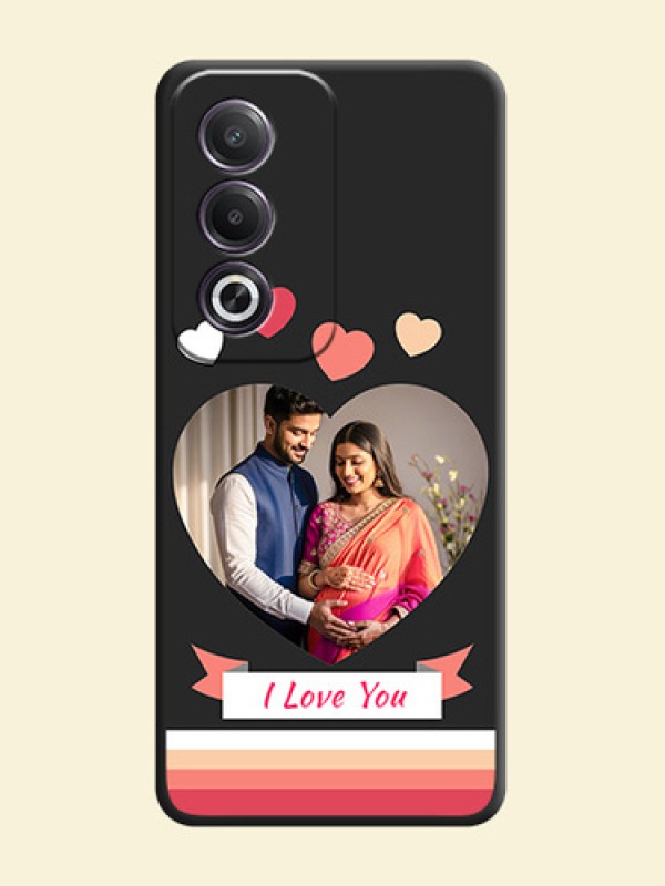 Love Shaped Photo with Colorful Stripes On Space Black Custom Soft Matte Mobile Back Cover - Oppo K12x 5G