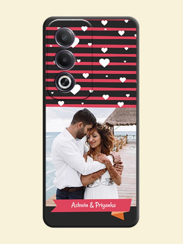 White Color Love Symbols with Pink Lines Pattern On Space Black Custom Soft Matte Mobile Back Cover - Oppo K12x 5G