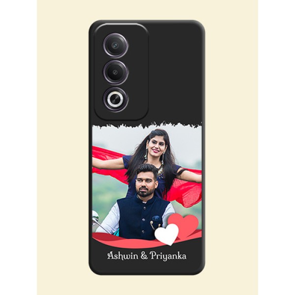 Pin Color Love Shaped Ribbon Design with Text On Space Black Custom Soft Matte Mobile Back Cover - Oppo K12x 5G Pin Color Love Shaped Ribbon Design with Text On Space Black Custom Soft Matte Mobile Back Cover - Oppo K12x 5G