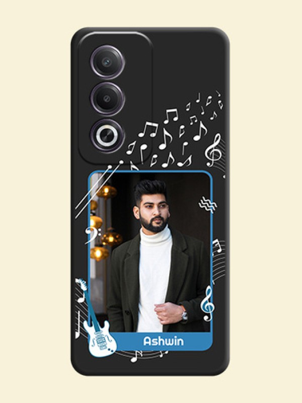 Musical Theme Design with Text on Photo On Space Black Custom Soft Matte Mobile Back Cover - Oppo K12x 5G