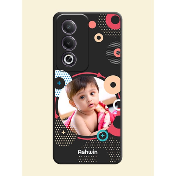 Multicoloured Round Image On Space Black Custom Soft Matte Mobile Back Cover - Oppo K12x 5G Multicoloured Round Image On Space Black Custom Soft Matte Mobile Back Cover - Oppo K12x 5G