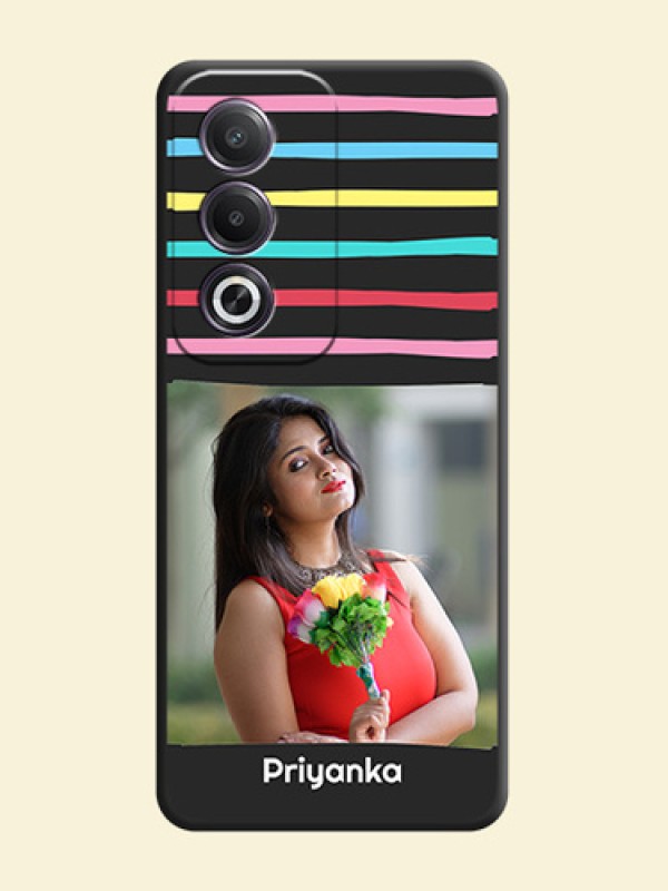 Multicolor Lines with Image On Space Black Custom Soft Matte Mobile Back Cover - Oppo K12x 5G