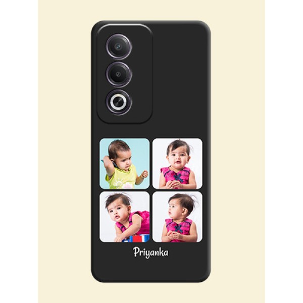 Floral Art with 6 Image Holder on Photo On Space Black Custom Soft Matte Mobile Back Cover - Oppo K12x 5G Floral Art with 6 Image Holder on Photo On Space Black Custom Soft Matte Mobile Back Cover - Oppo K12x 5G