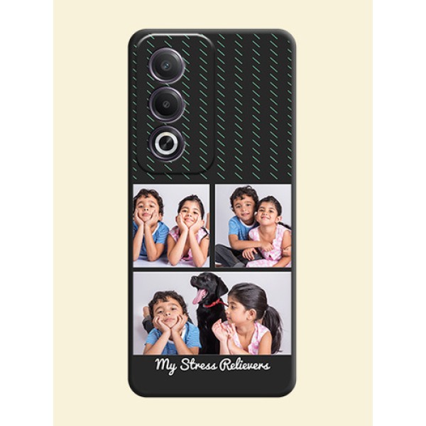 Cross Dotted Pattern with 2 Image Holder On Space Black Custom Soft Matte Mobile Back Cover - Oppo K12x 5G Cross Dotted Pattern with 2 Image Holder On Space Black Custom Soft Matte Mobile Back Cover - Oppo K12x 5G