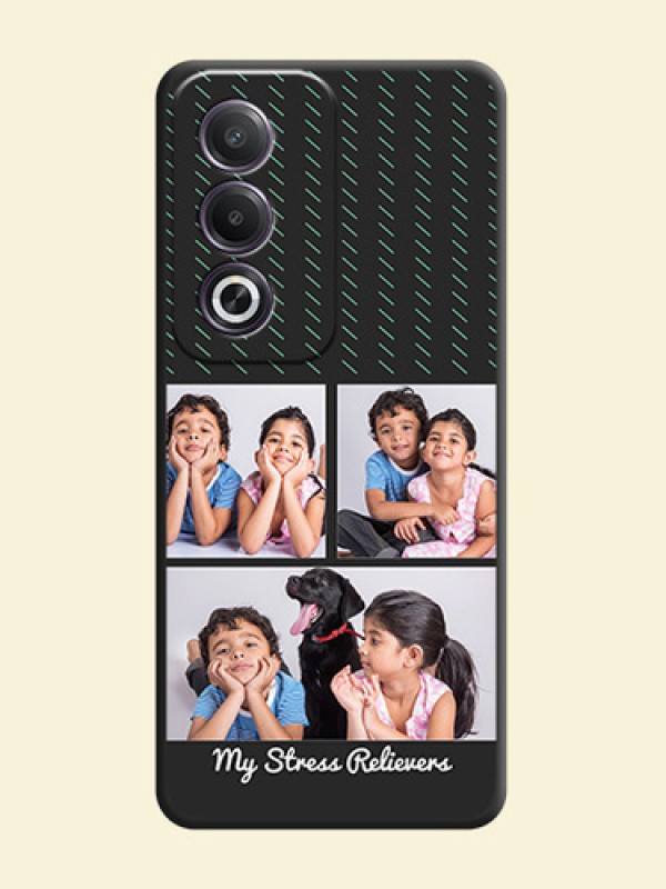 Cross Dotted Pattern with 2 Image Holder On Space Black Custom Soft Matte Mobile Back Cover - Oppo K12x 5G