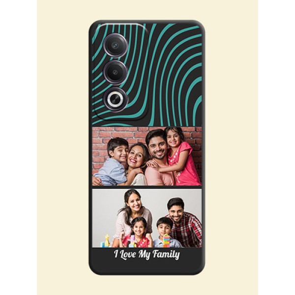 Wave Pattern with 2 Image Holder On Space Black Custom Soft Matte Mobile Back Cover - Oppo K12x 5G Wave Pattern with 2 Image Holder On Space Black Custom Soft Matte Mobile Back Cover - Oppo K12x 5G