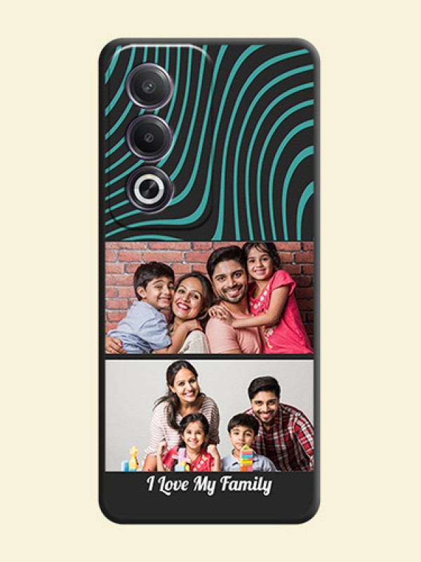 Wave Pattern with 2 Image Holder On Space Black Custom Soft Matte Mobile Back Cover - Oppo K12x 5G