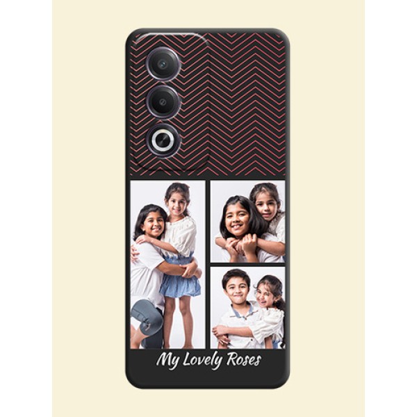 Wave Pattern with 3 Image Holder On Space Black Custom Soft Matte Mobile Back Cover - Oppo K12x 5G Wave Pattern with 3 Image Holder On Space Black Custom Soft Matte Mobile Back Cover - Oppo K12x 5G