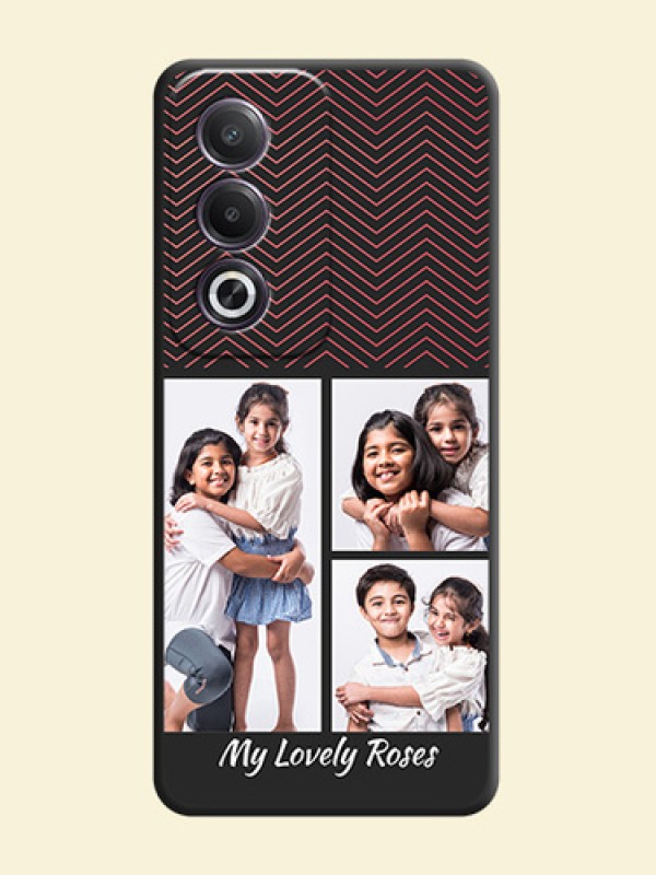 Wave Pattern with 3 Image Holder On Space Black Custom Soft Matte Mobile Back Cover - Oppo K12x 5G