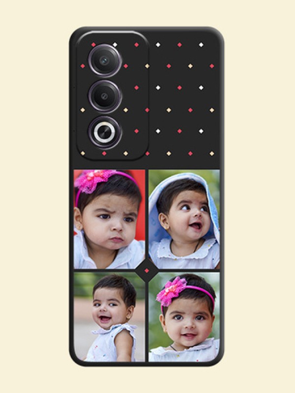 Multicolor Dotted Pattern with 4 Image Holder On Space Black Custom Soft Matte Mobile Back Cover - Oppo K12x 5G
