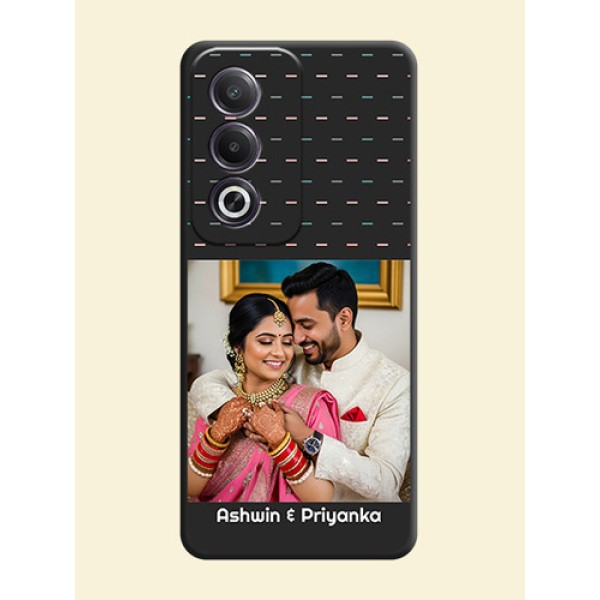 Line Pattern Design with Text On Space Black Custom Soft Matte Mobile Back Cover - Oppo K12x 5G