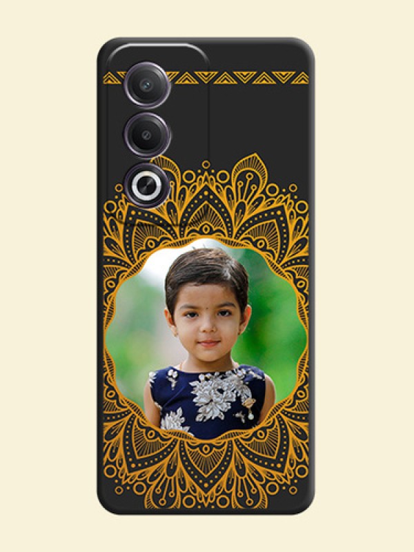 Round Image with Floral Design On Space Black Custom Soft Matte Mobile Back Cover - Oppo K12x 5G
