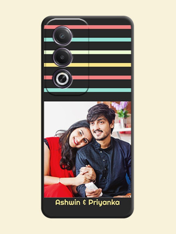 Color Stripes with Photo and Text on Photo On Space Black Custom Soft Matte Mobile Back Cover - Oppo K12x 5G